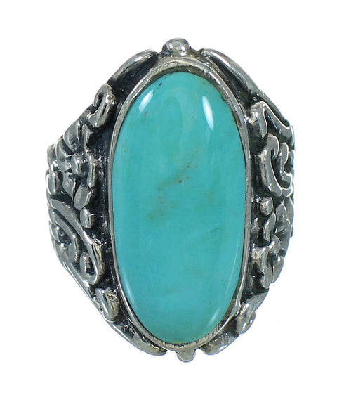 Southwest Turquoise Silver Flower Ring Size 6-1/4 YX85445